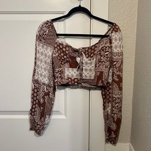 Brown paisley print blouse